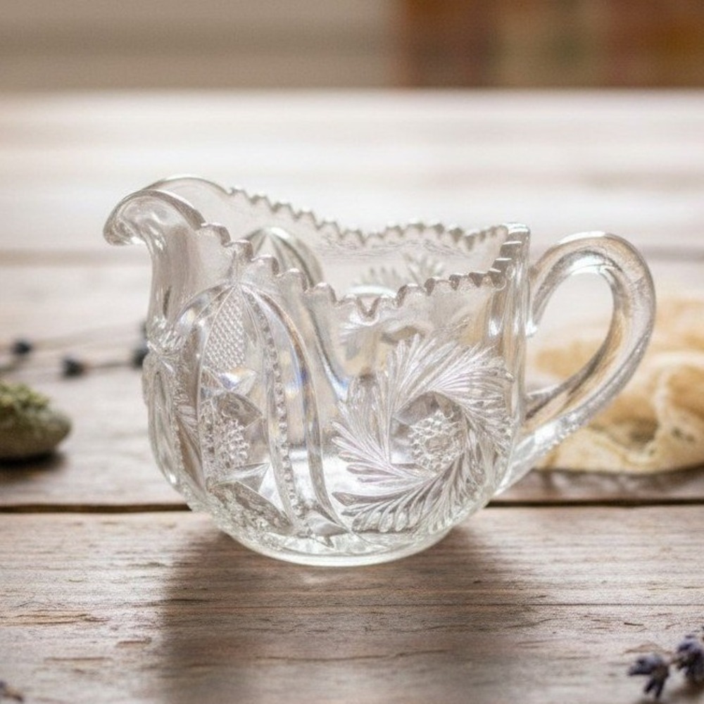 McKee Glass Wiltec‎ Clear Pressed Creamer, Vintage Small Pitcher, Glassware